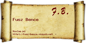 Fusz Bence névjegykártya